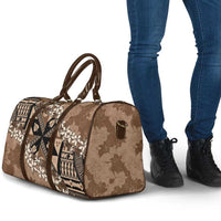 Bula Fiji Plumeria Tagimoucia Salusalu Mocha Travel Bag Kaiviti Masi - Polynesian Pride