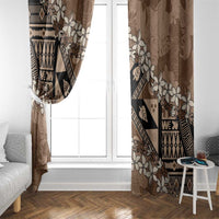 Bula Fiji Plumeria Tagimoucia Salusalu Mocha Window Curtain Kaiviti Masi - Polynesian Pride