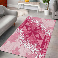 Bula Fiji Plumeria Tagimoucia Salusalu Pink Area Rug Kaiviti Masi - Polynesian Pride
