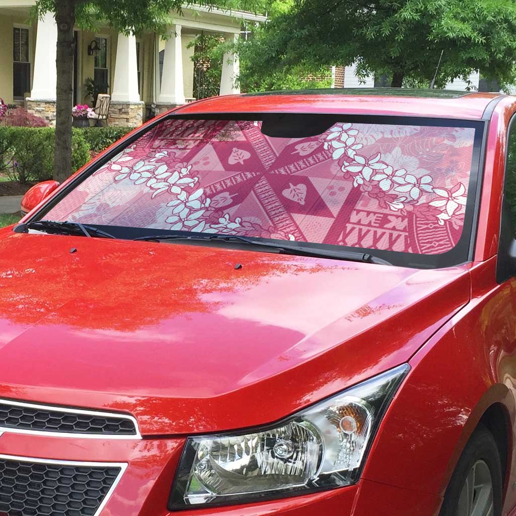 Bula Fiji Plumeria Tagimoucia Salusalu Pink Auto Sun Shade Kaiviti Masi - Polynesian Pride