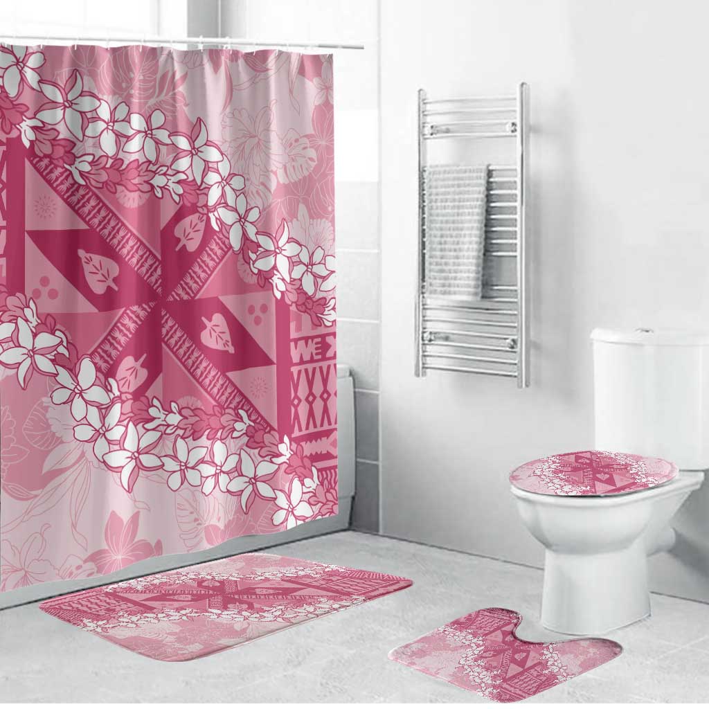 Bula Fiji Plumeria Tagimoucia Salusalu Pink Bathroom Set Kaiviti Masi - Polynesian Pride