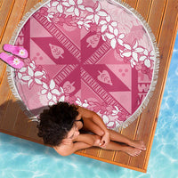 Bula Fiji Plumeria Tagimoucia Salusalu Pink Beach Blanket Kaiviti Masi - Polynesian Pride