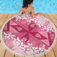Bula Fiji Plumeria Tagimoucia Salusalu Pink Beach Blanket Kaiviti Masi - Polynesian Pride