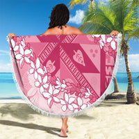 Bula Fiji Plumeria Tagimoucia Salusalu Pink Beach Blanket Kaiviti Masi - Polynesian Pride