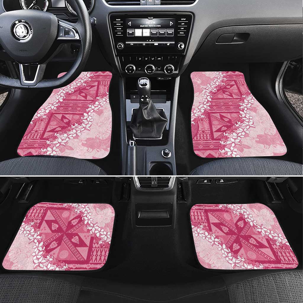 Bula Fiji Plumeria Tagimoucia Salusalu Pink Car Mats Kaiviti Masi - Polynesian Pride
