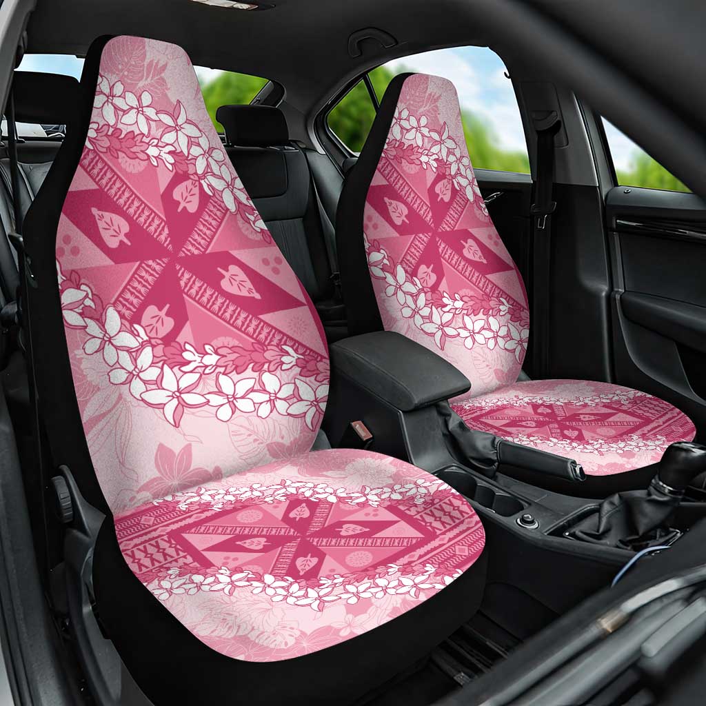 Bula Fiji Plumeria Tagimoucia Salusalu Pink Car Seat Cover Kaiviti Masi - Polynesian Pride