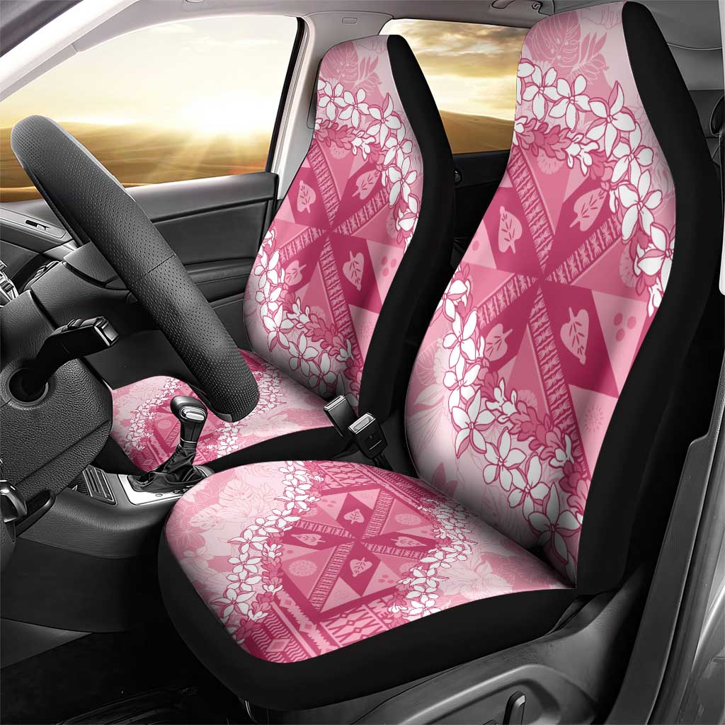 Bula Fiji Plumeria Tagimoucia Salusalu Pink Car Seat Cover Kaiviti Masi - Polynesian Pride