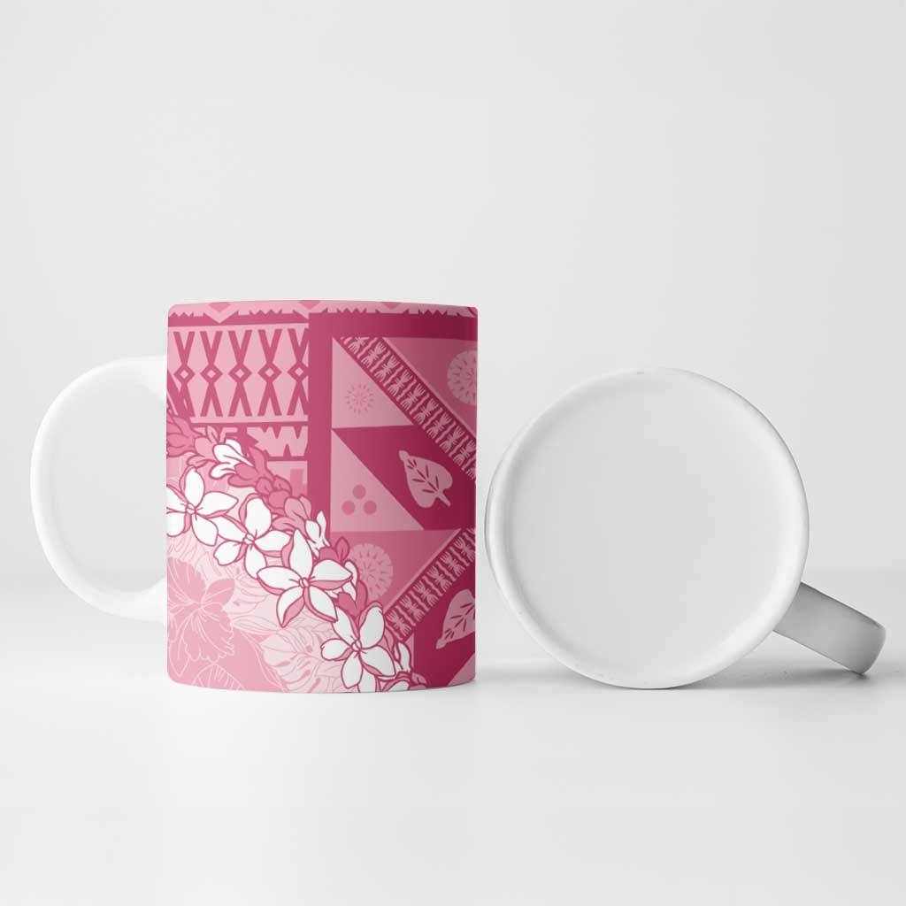 Bula Fiji Plumeria Tagimoucia Salusalu Pink Ceramic Mug Kaiviti Masi - Polynesian Pride
