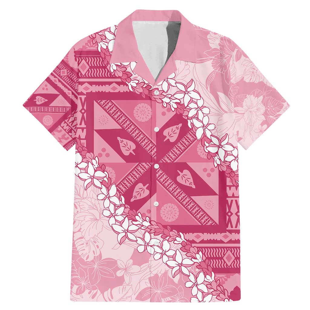 Bula Fiji Plumeria Tagimoucia Salusalu Pink Family Matching Mermaid Dress and Hawaiian Shirt Kaiviti Masi - Polynesian Pride