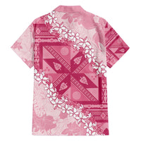 Bula Fiji Plumeria Tagimoucia Salusalu Pink Family Matching Off Shoulder Maxi Dress and Hawaiian Shirt Kaiviti Masi - Polynesian Pride