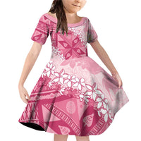 Bula Fiji Plumeria Tagimoucia Salusalu Pink Family Matching Off Shoulder Short Dress and Hawaiian Shirt Kaiviti Masi - Polynesian Pride