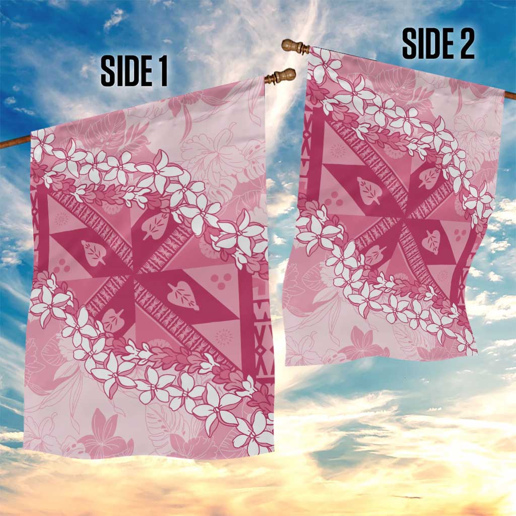 Bula Fiji Plumeria Tagimoucia Salusalu Pink Garden Flag Kaiviti Masi - Polynesian Pride