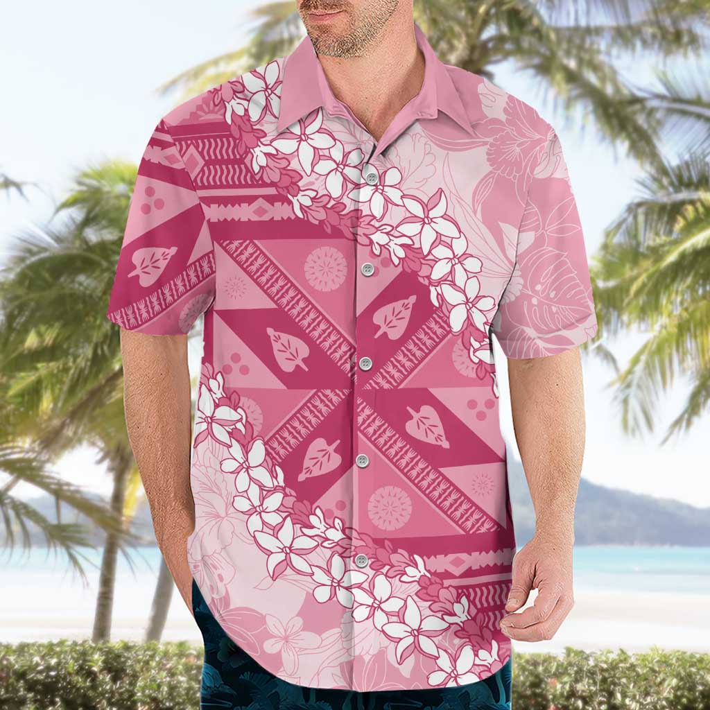 Bula Fiji Plumeria Tagimoucia Salusalu Pink Hawaiian Shirt Kaiviti Masi - Polynesian Pride