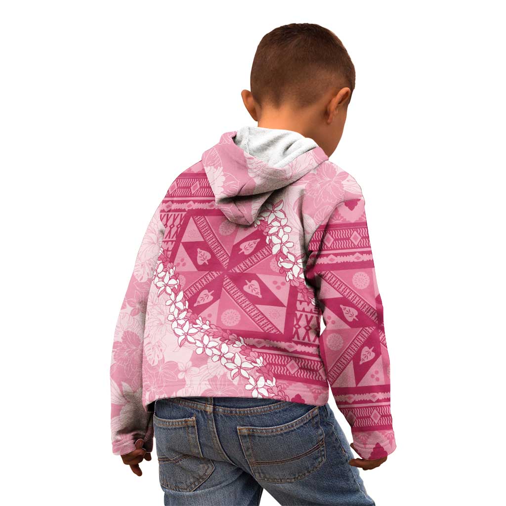 Bula Fiji Plumeria Tagimoucia Salusalu Pink Kid Hoodie Kaiviti Masi - Polynesian Pride