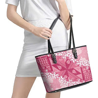 Bula Fiji Plumeria Tagimoucia Salusalu Pink Leather Tote Bag Kaiviti Masi - Polynesian Pride