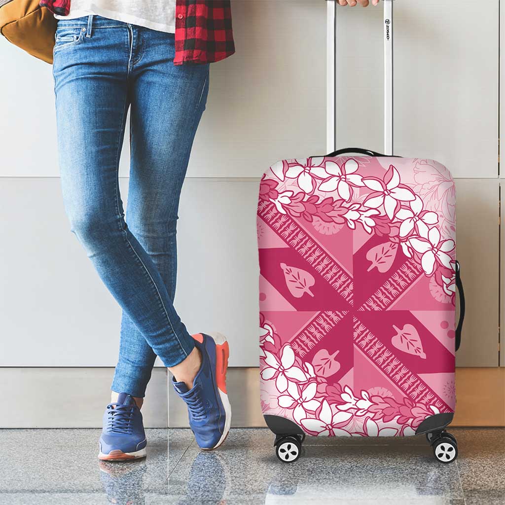 Bula Fiji Plumeria Tagimoucia Salusalu Pink Luggage Cover Kaiviti Masi - Polynesian Pride