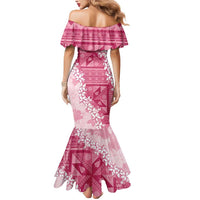 Bula Fiji Plumeria Tagimoucia Salusalu Pink Mermaid Dress Kaiviti Masi - Polynesian Pride