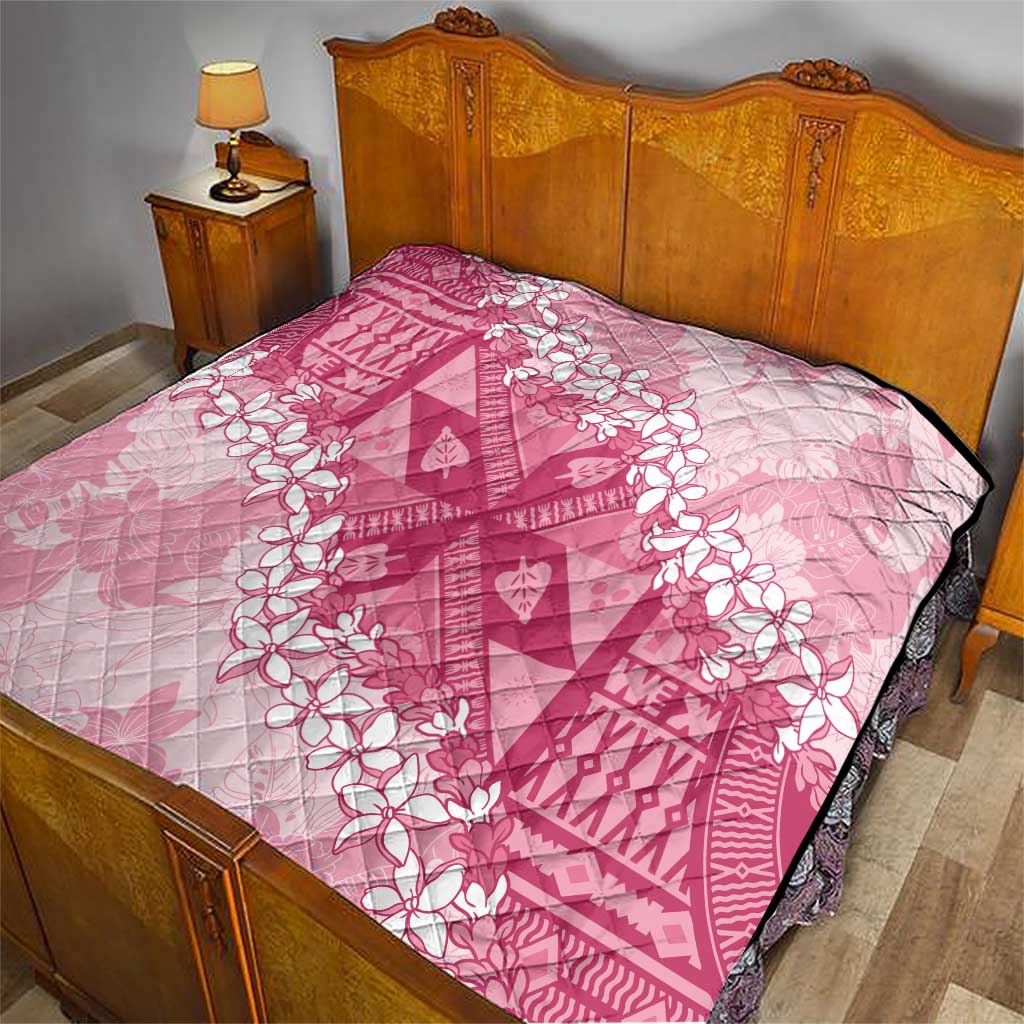Bula Fiji Plumeria Tagimoucia Salusalu Pink Quilt Kaiviti Masi - Polynesian Pride
