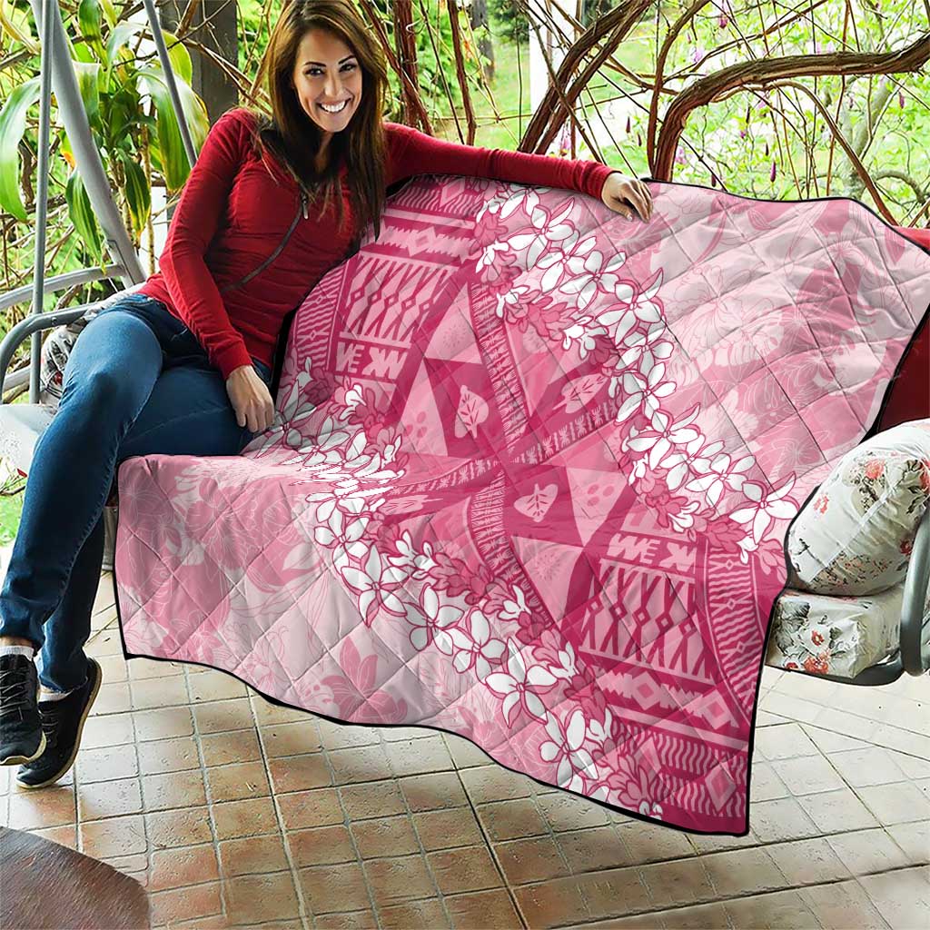 Bula Fiji Plumeria Tagimoucia Salusalu Pink Quilt Kaiviti Masi - Polynesian Pride