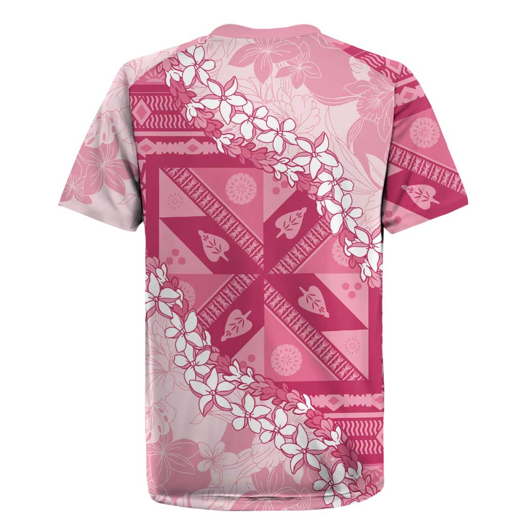 Bula Fiji Plumeria Tagimoucia Salusalu Pink Rugby Jersey Kaiviti Masi - Polynesian Pride