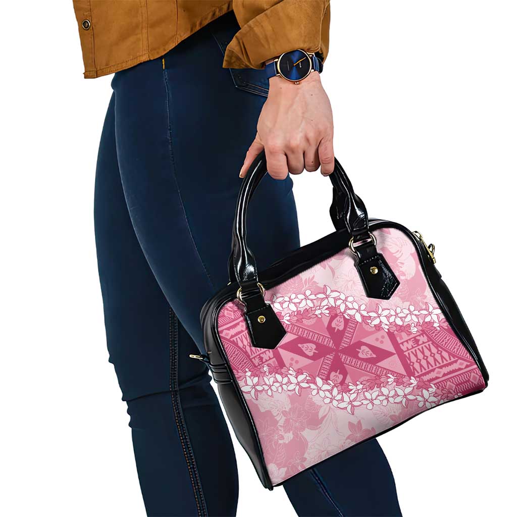Bula Fiji Plumeria Tagimoucia Salusalu Pink Shoulder Handbag Kaiviti Masi - Polynesian Pride