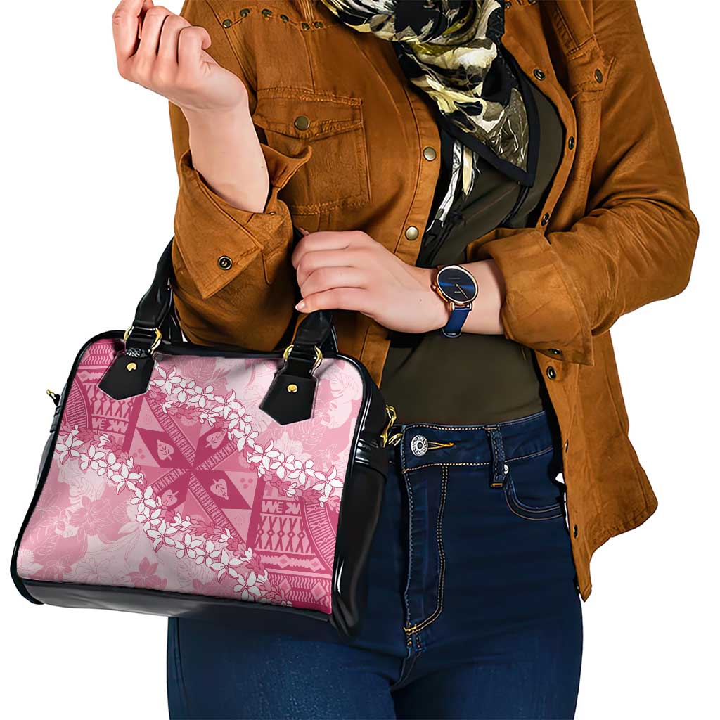 Bula Fiji Plumeria Tagimoucia Salusalu Pink Shoulder Handbag Kaiviti Masi - Polynesian Pride