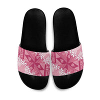 Bula Fiji Plumeria Tagimoucia Salusalu Pink Slide Sandals Kaiviti Masi - Polynesian Pride