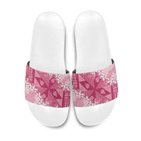 Bula Fiji Plumeria Tagimoucia Salusalu Pink Slide Sandals Kaiviti Masi - Polynesian Pride