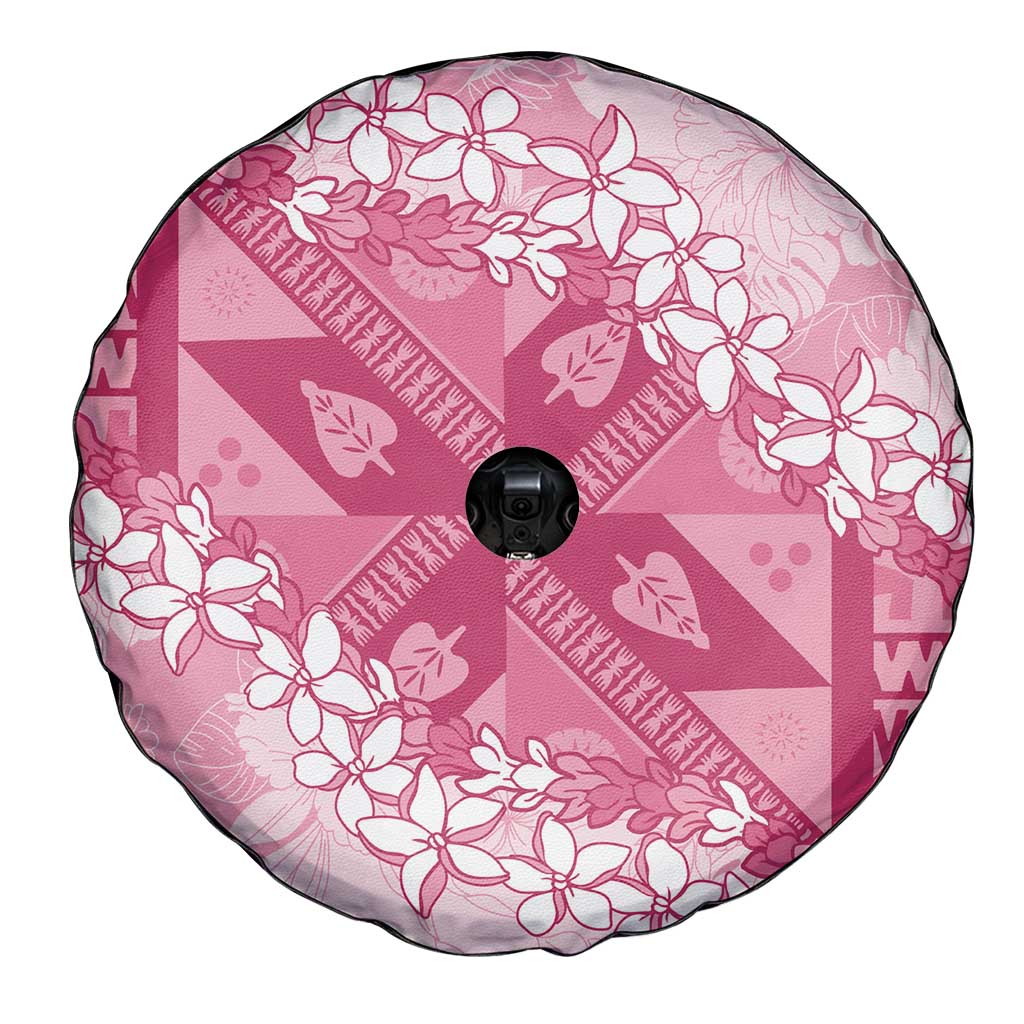 Bula Fiji Plumeria Tagimoucia Salusalu Pink Spare Tire Cover Kaiviti Masi - Polynesian Pride