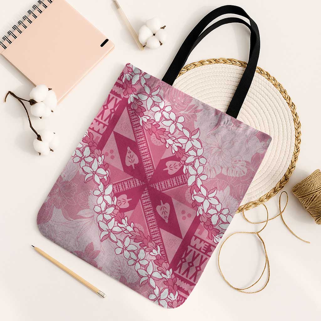 Bula Fiji Plumeria Tagimoucia Salusalu Pink Tote Bag Kaiviti Masi - Polynesian Pride