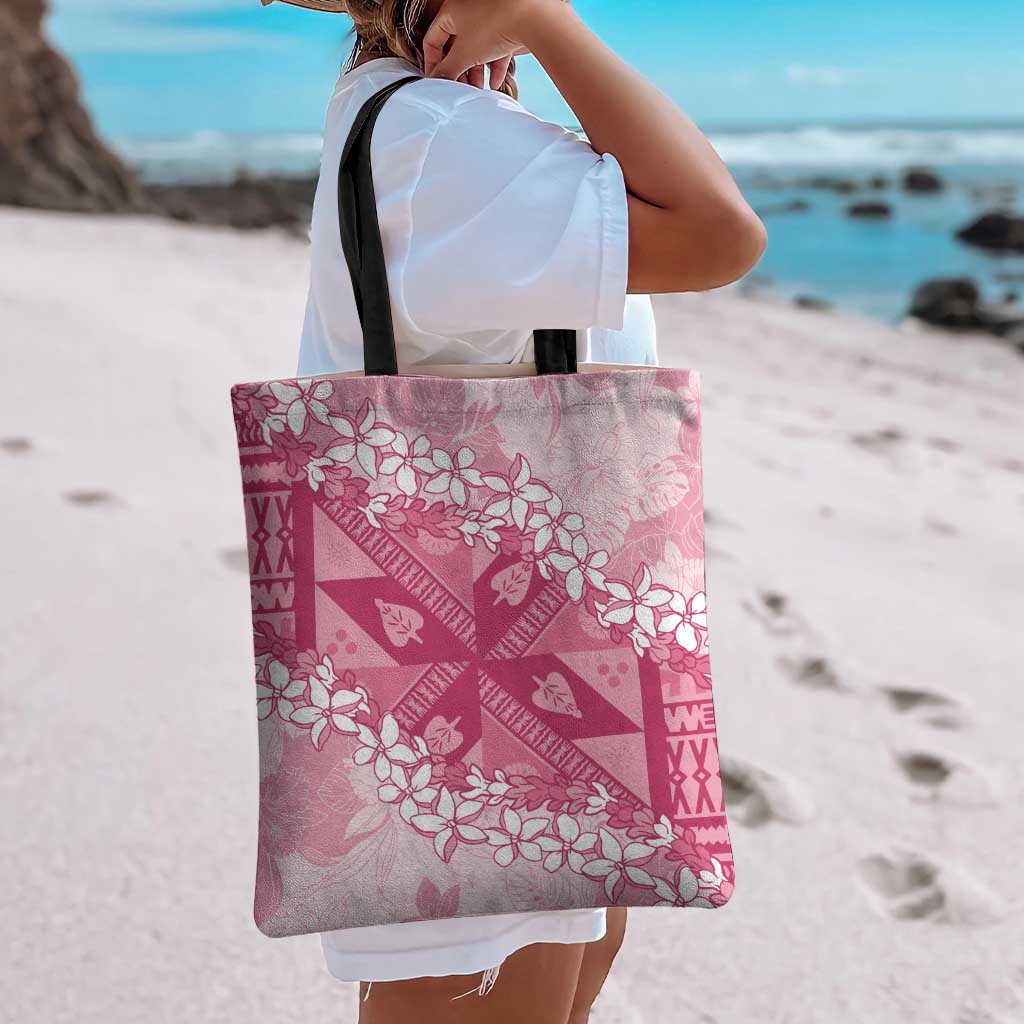 Bula Fiji Plumeria Tagimoucia Salusalu Pink Tote Bag Kaiviti Masi - Polynesian Pride