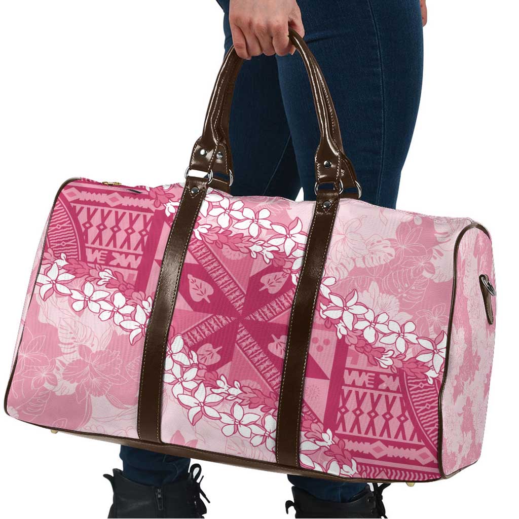 Bula Fiji Plumeria Tagimoucia Salusalu Pink Travel Bag Kaiviti Masi - Polynesian Pride