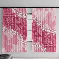 Bula Fiji Plumeria Tagimoucia Salusalu Pink Window Curtain Kaiviti Masi - Polynesian Pride