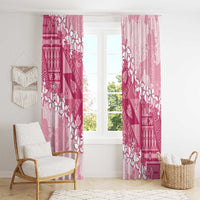 Bula Fiji Plumeria Tagimoucia Salusalu Pink Window Curtain Kaiviti Masi - Polynesian Pride