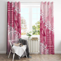 Bula Fiji Plumeria Tagimoucia Salusalu Pink Window Curtain Kaiviti Masi - Polynesian Pride