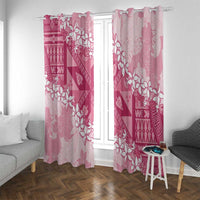 Bula Fiji Plumeria Tagimoucia Salusalu Pink Window Curtain Kaiviti Masi - Polynesian Pride