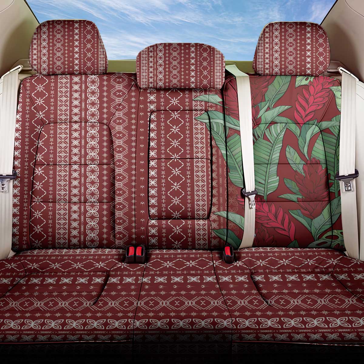 Women's Day Samoa Malu Tattoo Inspired Mix Teuila Back Car Seat Cover Scarlet