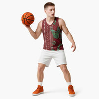 Women's Day Samoa Malu Tattoo Inspired Mix Teuila Basketball Jersey Scarlet LT7 - Polynesian Pride