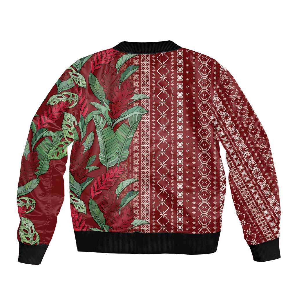 Women's Day Samoa Malu Tattoo Inspired Mix Teuila Bomber Jacket Scarlet LT7 - Polynesian Pride
