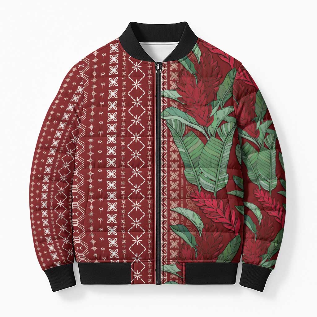 Women's Day Samoa Malu Tattoo Inspired Mix Teuila Bomber Puffer Jacket Scarlet