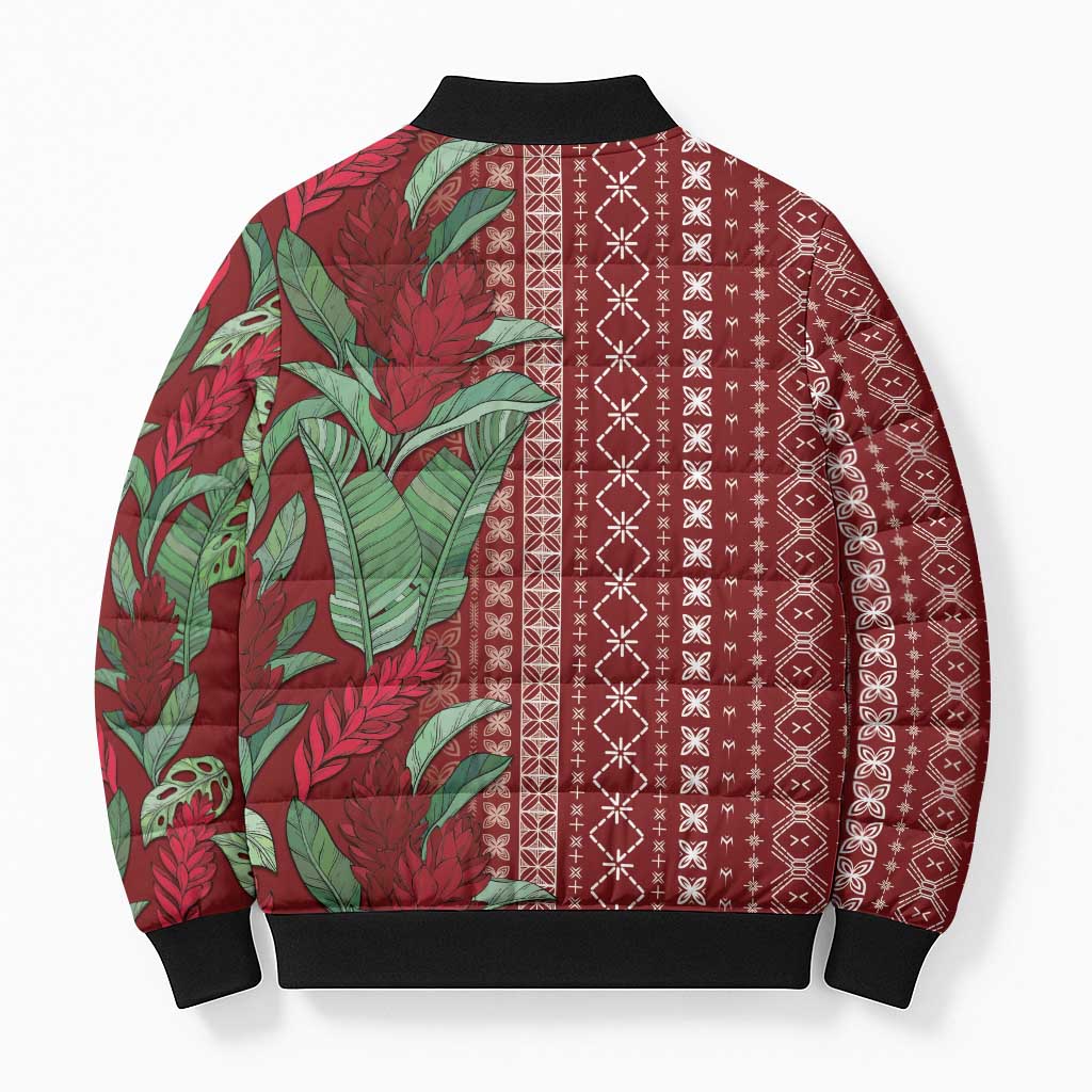 Women's Day Samoa Malu Tattoo Inspired Mix Teuila Bomber Puffer Jacket Scarlet