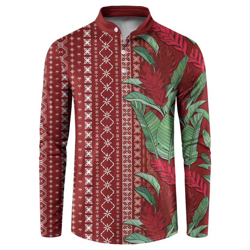 Women's Day Samoa Malu Tattoo Inspired Mix Teuila Button Sweatshirt Scarlet LT7 Scarlet - Polynesian Pride