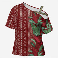 Women's Day Samoa Malu Tattoo Inspired Mix Teuila Cross Shoulder Shirt Scarlet