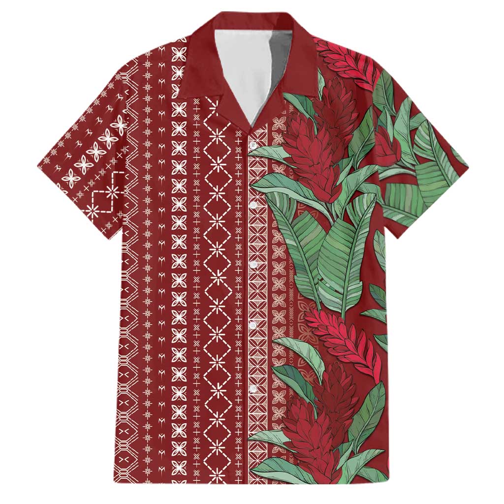 Women's Day Samoa Malu Tattoo Inspired Mix Teuila Family Matching Long Sleeve Bodycon Dress and Hawaiian Shirt Scarlet LT7 Dad's Shirt - Short Sleeve Scarlet - Polynesian Pride