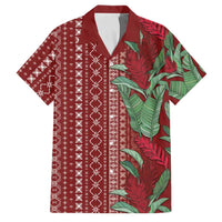 Women's Day Samoa Malu Tattoo Inspired Mix Teuila Family Matching Off Shoulder Maxi Dress and Hawaiian Shirt Scarlet LT7 Dad's Shirt - Short Sleeve Scarlet - Polynesian Pride