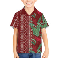 Women's Day Samoa Malu Tattoo Inspired Mix Teuila Family Matching Off Shoulder Maxi Dress and Hawaiian Shirt Scarlet LT7 Son's Shirt Scarlet - Polynesian Pride