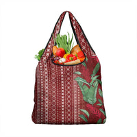 Women's Day Samoa Malu Tattoo Inspired Mix Teuila Grocery Bag Scarlet