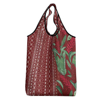 Women's Day Samoa Malu Tattoo Inspired Mix Teuila Grocery Bag Scarlet
