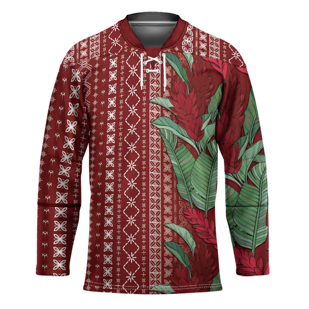 Women's Day Samoa Malu Tattoo Inspired Mix Teuila Hockey Jersey Scarlet LT7 Unisex Scarlet - Polynesian Pride
