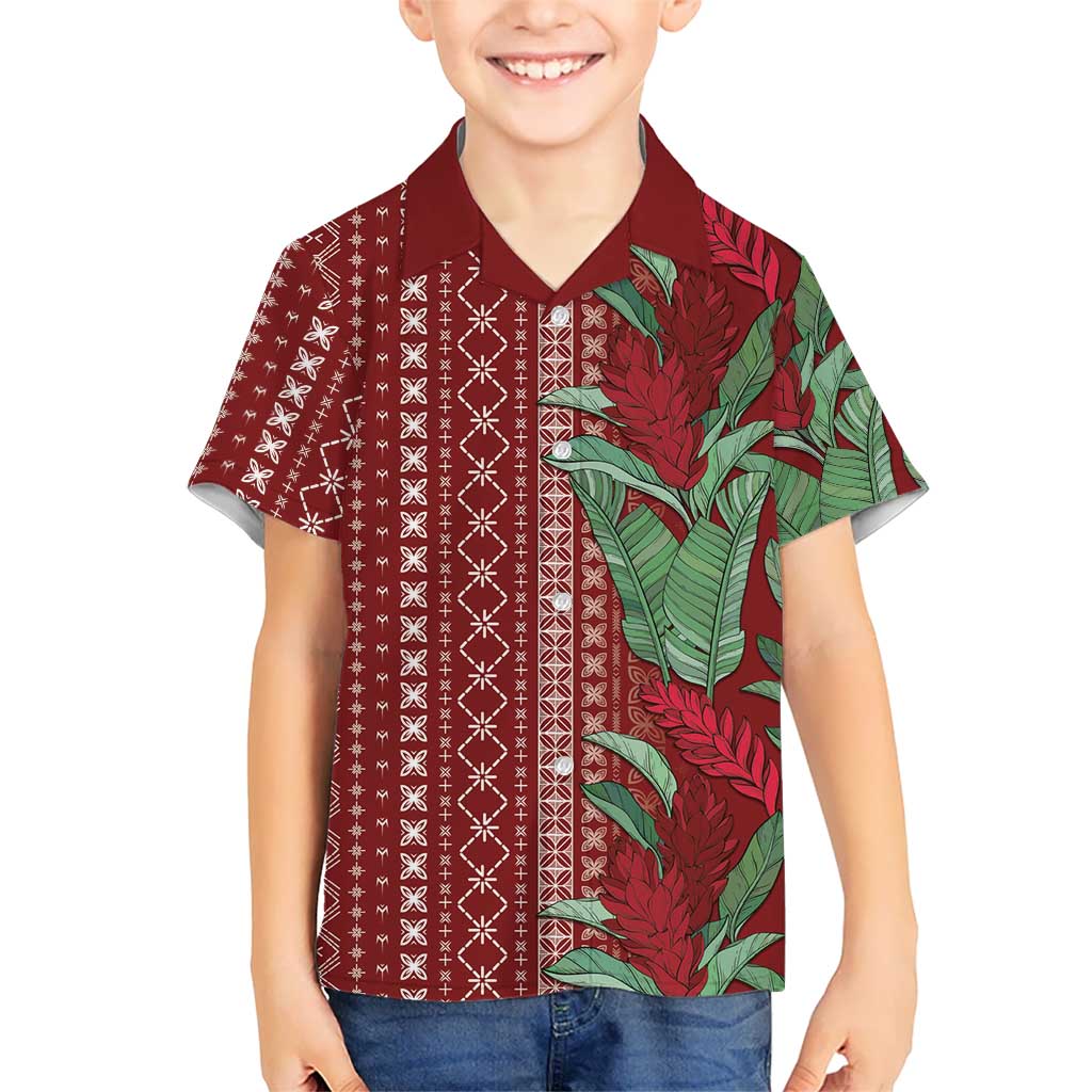 Women's Day Samoa Malu Tattoo Inspired Mix Teuila Kid Hawaiian Shirt Scarlet LT7 Kid Scarlet - Polynesian Pride